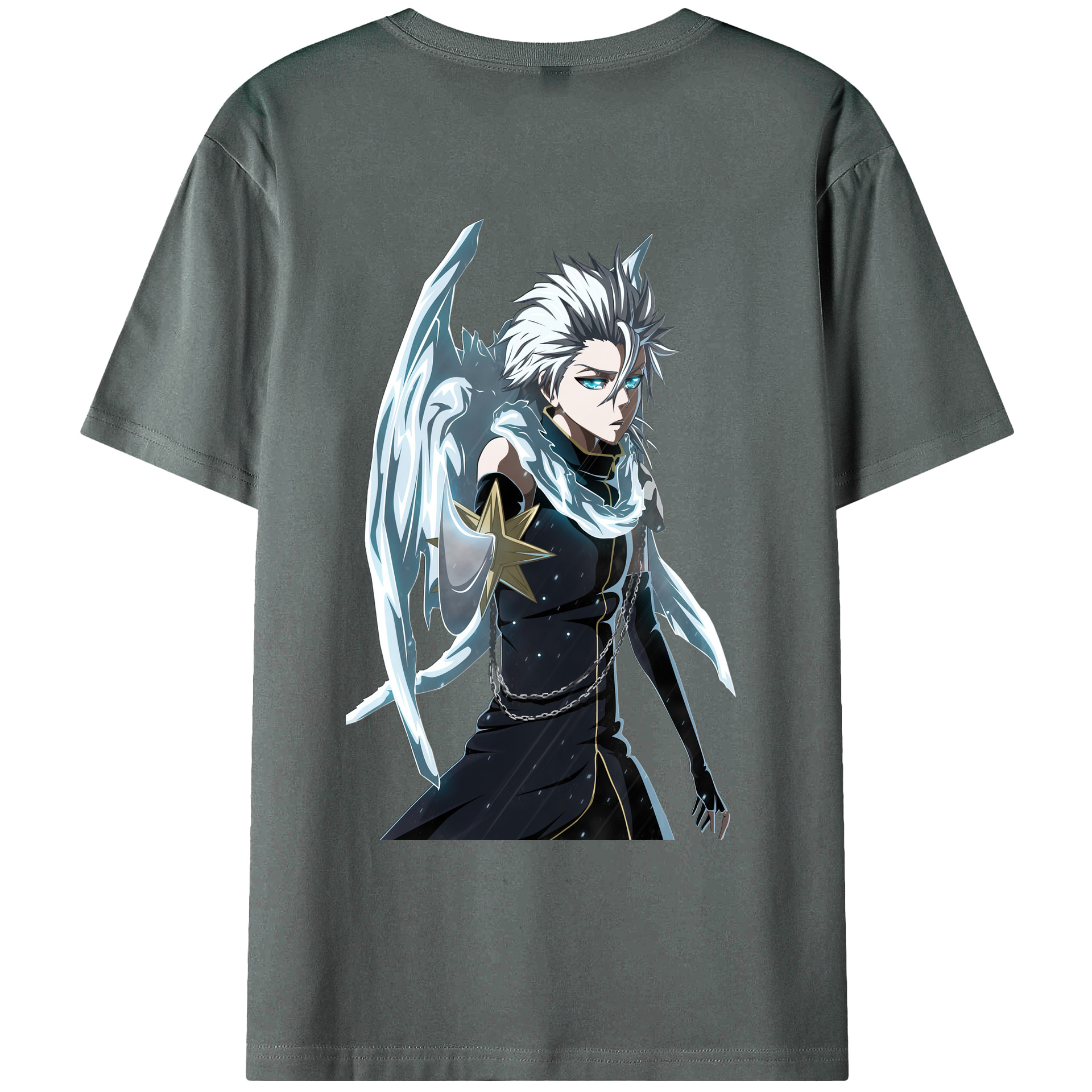 （画像用） ブリーチ 日番谷冬獅郎（ひつがや とうしろう） BLEACH Hitsugaya Toushirou 綿100％ メンズ半袖Tシャツ（バックプリント） 通気性